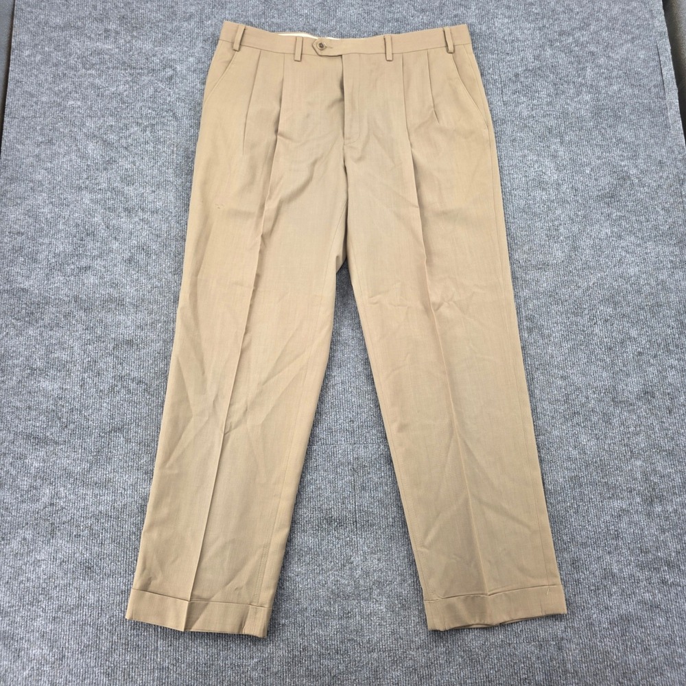 Lauren Ralph Lauren Mens Pleated Khaki Dress Pants Tan Cuffed 36W x 30L